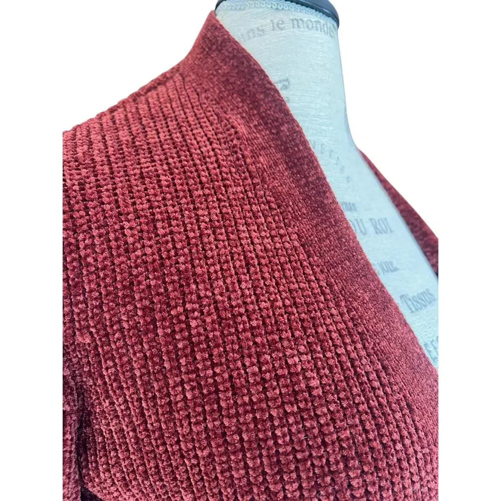 Matty M Chenille Open Front Cardigan | Women’s Small | Rust Red - Picture 6 of 7